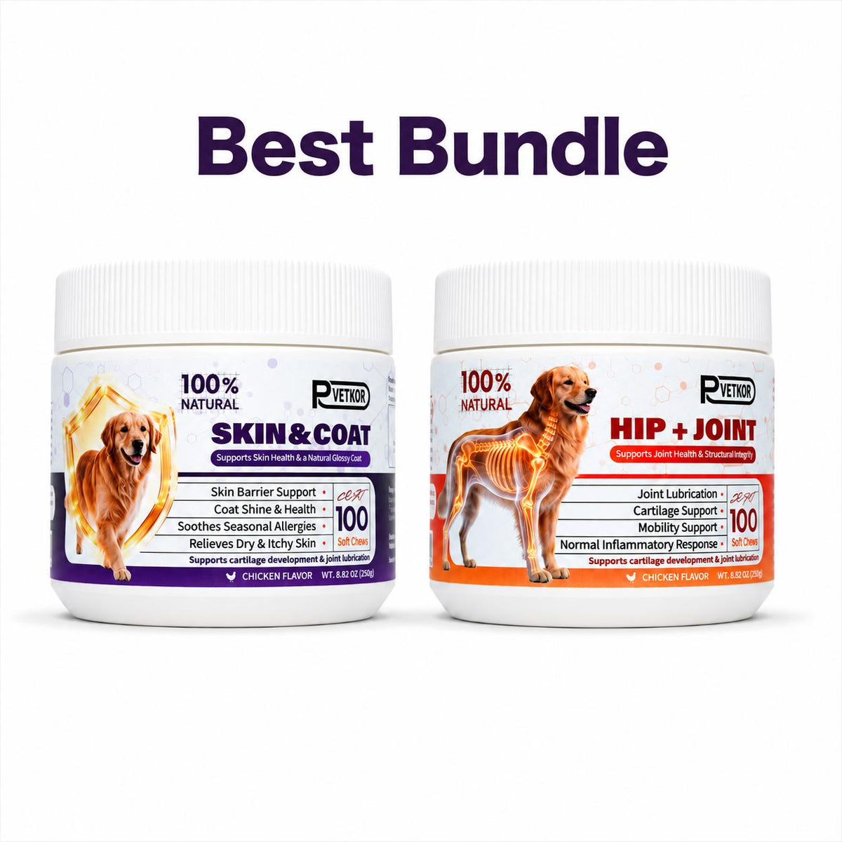 P-VETKOR Advanced Dog Hip and Joint Supplement with Glucosamine,Chondroitin, Omega 3, MSM, andGreen Lipped Mussel, Medium And Large Dog Breeds