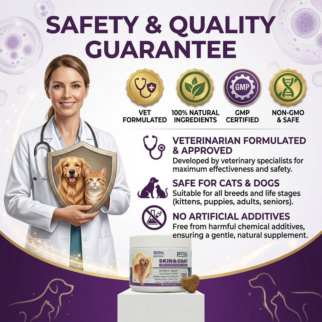 PVETKOR Skin and Coat Supplement for Dogs - 100% Natural Omega-3 & Colostrum Soft Chews for Itchy Skin, Anti-Shedding & Shiny Fur, Chicken Flavor, 100 Count